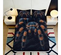 3D Printed Tarantula Spider Fitted Sheet Microfiber Black Orange Bed Cover for Bedroom Dorm Mattress Protection Decor 90x200x25cm