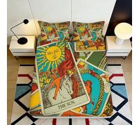 3D Printed Tarot Pattern Fitted Sheet Microfiber Deep Pocket Bedroom Bedding Tarot Mattress Fitted Cover for Adults Teens 140x200x25cm