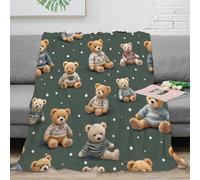 3D Printed Teddy bear pattern Blanket Ultra Soft Microfiber Bedding Warm Cosy Christmas sweater Throw Blanket Thoughtful Gift for Friends Families Loved Ones 40x50inch(100x130cm)