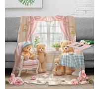 3D Printed Teddy bear scene Nap Blanket Microfiber Ultra Soft Warm Bedding Pastel nursery Bedding Throw Anti Static Fade Resistant for Students Gamers Movie Nights Teens 70×80inch(180x200cm)