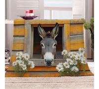 3D Printed The Donkey Is Looking Out The Window Flannel Fleece Blanket （270GSM） Pastoral Style Super Cozy 130x150 cm single Size Fade Resistant Home Decor Gift - Machine Washable