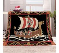 3D Printed The Dragon-headed Warship Breaks Through The Waves Flannel Fleece Blanket (270GSM) Seafaring Legends Super Cozy 220x240 cm Queen Size Fade Resistant Home Decor Gift - Machine Washable