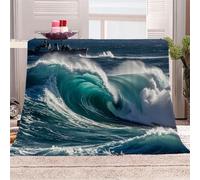3D Printed The Waves Are Rolling,The Blue Is Clear Flannel Fleece Blanket （270GSM） The Magnificence Of The Ocean Super Cozy 130x150 cm single Size Fade Resistant Home Decor Gift - Machine Washable