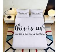 3D Printed This Is Us Fitted Sheet Microfiber Soft Breathable Our Life Mattress Cover for Bedroom Dormitory Guest Room Protection and Decor 180x200x25cm