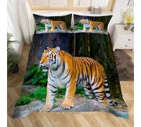 3D Printed Tiger Duvet Cover Double 3 Pieces 200x200cm Animals Tiger Bedding Set with Hidden Zipper Soft Microfiber Comforter Quilt Cover with 2 Pillowcase 50x75cm（style 71-8）