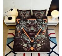 3D Printed Tiger Pattern Fitted Sheet Microfiber Deep Pocket Non-Slip Bedroom Set Tiger Mattress Fitted Cover Washable Protection 140x200x25cm
