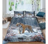 3D Printed Tiger Quilt Cover, Microfiber Bedding Cover Hidden Zipper for