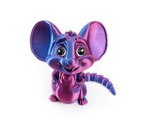 3D Printed Toys Articulated Big Eared Mouse, Fully Poseable Flexible Joints Fidget Toy, Realistic Cute Mouse Figurine, 3D Print Animals Desk Decor Collectible Gift (Blue Purple)