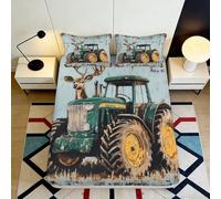 3D Printed Tractor Deer Fitted Sheet Microfiber Deep Pocket Non-Slip Bedding Full Wrap Mattress Fitted Cover for Adults 200x200x25cm