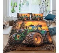 3D Printed Tractor Duvet Cover, Microfiber Comforter Cover Hidden Zipper