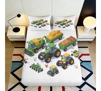 3D Printed Tractor Farm Fitted Sheet Microfiber Deep Pocket Non Slip for Adults Bedroom Bedding Farm Mattress Fitted Cover 140x200x25cm