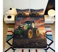 3D Printed Tractor Fitted Sheet Microfiber Deep Pocket Bedroom Bedding Tractor Mattress Fitted Cover Non-Slip Full Wrap Washable 200x200x25cm