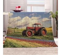3D Printed Tractor Flannel Fleece Blanket （270GSM） Pastoral Style Super Cozy 130x150 cm single Size Fade Resistant Home Decor Gift - Machine Washable