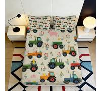 3D Printed Tractor Pattern Fitted Sheet Microfiber Deep Pocket Non-Slip Bedroom Bedding Tractor Mattress Fitted Cover 90x200x25cm