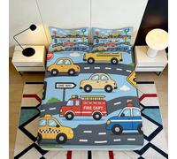 3D Printed Traffic Cars Fitted Sheet Microfiber Deep Pocket Non-Slip Bedroom Bedding Traffic Cars Mattress Fitted Cover for Home Adults Teens 120x200x25cm
