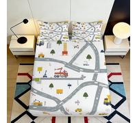 3D Printed Traffic Road Microfiber Fitted Sheet Deep Pocket Non-Slip Mattress Fitted Cover for Bedroom Adults Teens 120x200x25cm
