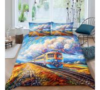 3D Printed Train Landscape Quilt Cover, Microfiber Duvet Cover Hidden