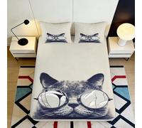 3D Printed Trendy DJ Fitted Sheet Microfiber Deep Pocket Non-Slip Bedroom Bedding Set Modern DJ Mattress Fitted Cover Washable for Adults Teens 120x200x25cm