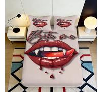 3D Printed Trendy Lips Fitted Sheet Microfiber Deep Pocket Non-Slip Bedroom Bedding Red Lips Mattress Fitted Cover for Adults 140x200x25cm