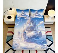 3D Printed Tropical Leaves Fitted Sheet Microfiber Deep Pocket All-Round Bedding for Adults Tropical Pattern Mattress Fitted Cover Super King（200x220cm）