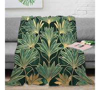3D Printed tropical leaves Thermal Blanket Microfiber Soft Cosy Bedding Warm art deco pattern Blanket Compact Portable Non Pilling for Apartment Dwellers Renters Young Adults 70×80inch(180x200cm)