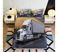 3D Printed Truck Road Fitted Sheet Microfiber Soft Non-Slip Bed Sheet for Bedroom Decor Dust Protection 90x200x25cm