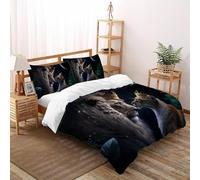 3D Printed Twin Lion Duvet Cover Wild Land Animal Bedding Set 3Pcs Soft Microfiber with Pillowcases,Hidden Zipper for Boys And Girls Super King（260x220cm） Idea