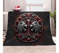3D Printed Twin Wolves Face Off Shield Flannel Fleece Blanket (270GSM) Primal Wild Power Super Cozy 270x230 cm King Size Fade Resistant Home Decor Gift - Machine Washable