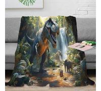 3D Printed Tyrannosaurus Rex Throw Blanket Microfiber Warm Thermal Bedding Soft Prehistoric Jungle Warm Blanket Machine Washable No Shedding for Office Workers Students Teens 50x60inch(127x152cm)