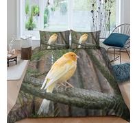 3D Printed Ultrasoft Microfibre Yellow Canary Quilt Cover Soft Bedding Set with Pillow Cases Nature Wildlife Duvet Cover All Season Breathable Machine Washable for Home Decor Single（135x200cm）