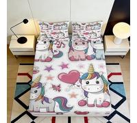 3D Printed Unicorn Rainbow Fitted Sheet Microfiber Soft Bedroom Decor Magical Star Mattress Cover for Home Dorm 90x200x25cm