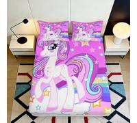3D Printed Unicorn Rainbow Fitted Sheet Microfiber Soft Bedroom Decor Star Pattern Mattress Cover for All Ages 90x200x25cm
