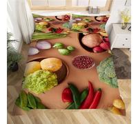 3D Printed Vegetables Super King Duvet Cover Set 3 Piece Microfibre Bedding Set Children Boys and Girls Quilt Cover 260x220 cm with 2 Pillowcases 50x75 cm and Zipper Closure i.1632