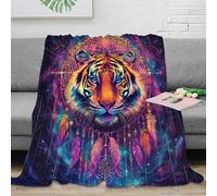 3D Printed vibrant tiger art Soft Throw Microfiber Ultra Soft Warm Bedding neon dreamcatcher Couch Blanket Wrinkle Resistant for Young Adults Renters Office Workers Students 40x50inch(100x130cm)