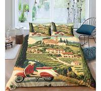 3D Printed Village Landscape Quilt Cover, Microfiber Duvet Cover Hidden