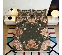 3D Printed Vintage Butterfly Fitted Sheet Microfiber Non-Slip Deep Pocket Bedroom Bedding Vintage Butterfly Mattress Fitted Cover Washable 200x200x25cm