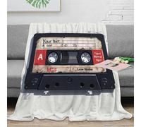 3D Printed Vintage cassette tape Throw Blanket Microfiber Warm Thermal Bedding Soft Retro audio design Warm Blanket Machine Washable No Shedding for Office Workers Students Teens 70×80inch(180x200cm)