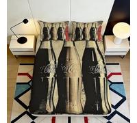 3D Printed Vintage Cola Bottle Fitted Sheet Microfiber Black Retro Soda Bed Cover for Bedroom Guest Room Mattress Decor 90x200x25cm