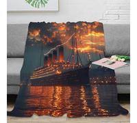 3D Printed Vintage cruise ship Lounge Throw Microfiber Warm Soft Bedding Breathable Historic ocean liner Throw Blanket Lightweight for Students Gamers Movie Nights Young Adults 60x80inch(150x200cm)