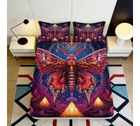 3D Printed Vintage Moth Fitted Sheet Microfiber Deep Pocket Bedroom Bedding Moth Mattress Fitted Cover Washable Non-Slip for Adults 120x200x25cm