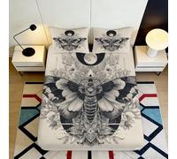 3D Printed Vintage Moth Pattern Fitted Sheet Microfiber Deep Pocket Non-Slip Bedroom Bedding Full Wrap Mattress Fitted Cover 160x200x25cm