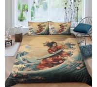 3D Printed Vintage Samurai Duvet Cover Microfiber Soft Bedroom Decor Japanese Art Bedding Set For Home Gift Double（200x200cm）