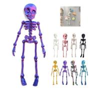 3D Printed Vintage Skeleton Magnetic Figurine, Posable Skull Fridge Magnets, Poseable Mini Skull Fridge Magnets with Movable Joints, for Refrigerator,Whiteboard,Kitchen(#F)