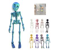 3D Printed Vintage Skeleton Magnetic Figurine, Posable Skull Fridge Magnets, Poseable Mini Skull Fridge Magnets with Movable Joints, for Refrigerator,Whiteboard,Kitchen(#H)