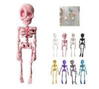 3D Printed Vintage Skeleton Magnetic Figurine, Posable Skull Fridge Magnets, Poseable Mini Skull Fridge Magnets with Movable Joints, for Refrigerator,Whiteboard,Kitchen(#B)
