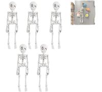 3D Printed Vintage Skeleton Magnetic Figurine, Skeleton Refrigerator Magnets for Fridge, with Movable Joints Multi-Color Human Skull Magnetic Halloween Decor(White)
