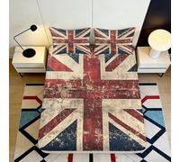 3D Printed Vintage Union Flag Fitted Sheet Microfiber Deep Pocket Bedroom Bedding British Style Mattress Fitted Cover Non-Slip Washable 180x200x25cm