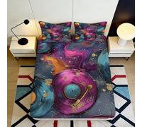3D Printed Vinyl Record Fitted Sheet Microfiber Deep Pocket Non-Slip Bedroom Bedding Vinyl Mattress Fitted Cover for Adults 90x200x25cm