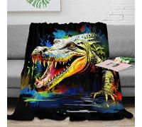 3D Printed vivid crocodile art Living Room Throw Microfiber Ultra Soft Warm Bedding colorful abstract Home Blanket Wrinkle Resistant Anti Static for Homeowners Renters Families 50x60inch(127x152cm)