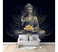 3D Printed Wallpaper Elegant Buddha Holding Lotus Non-Woven Mural 350 x 256 cm Modern Photo Black Wallpaper Living Room Home Decoration Wall murals Suitable for Children's Room